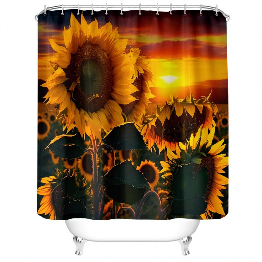 Modern Animal And Moon Shower Curtain - Waterproof Fabric Bathroom Art