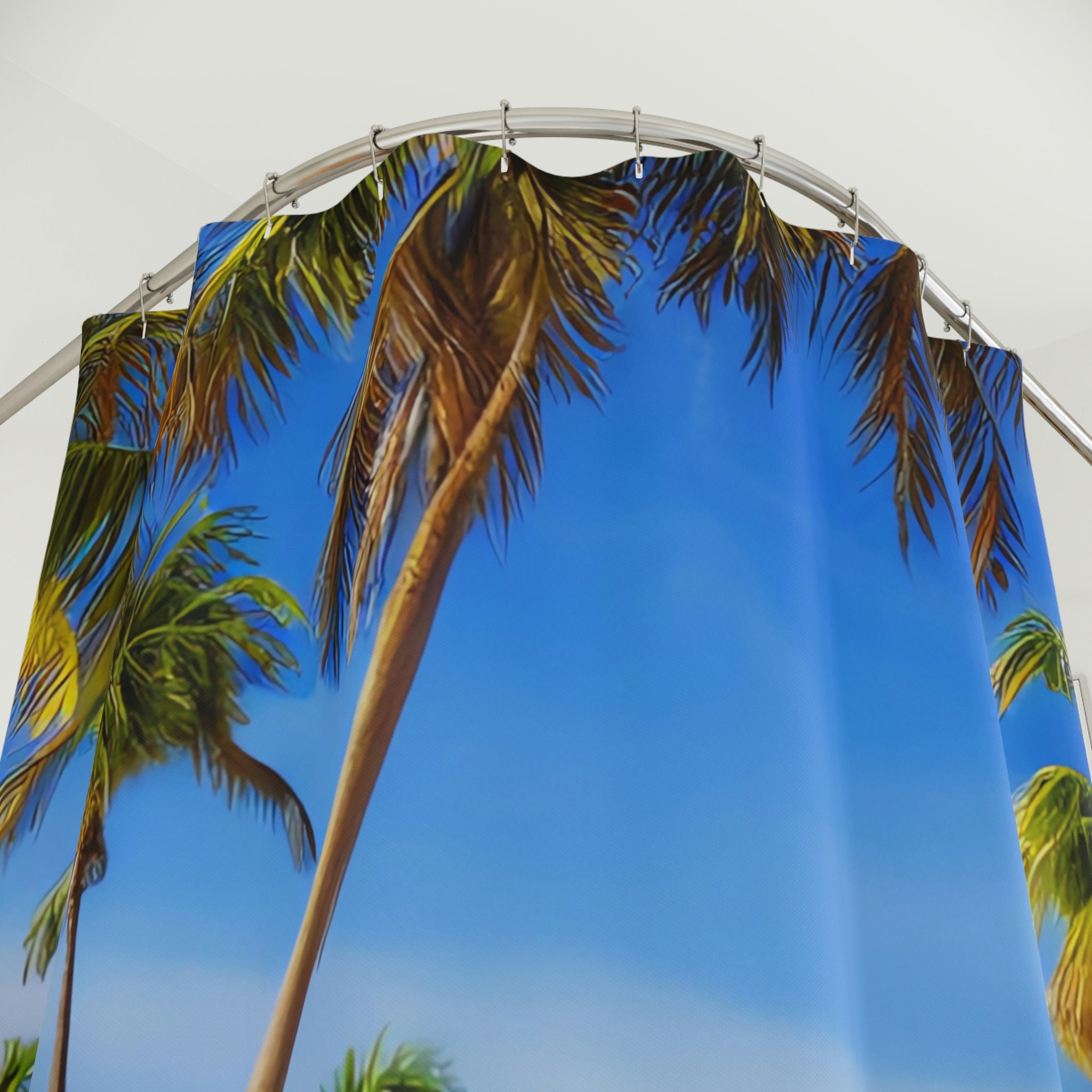 Modern Art Beach Shower Curtain With Sandy Beach Print For A Sleek Bathroom - Image 3