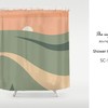 Modern Art Green Field With Orange Sky Sunrise Shower Curtain, Extra Heavy Quality Waterproof Fabric For Bathroom Decor