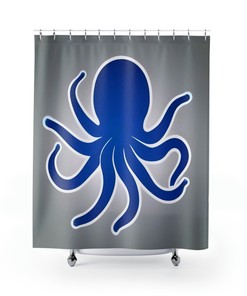 Modern Art Octopus Shower Curtain for Contemporary Bathroom Decor.