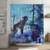 Modern Art Wolf Shower Curtain, Wild Grey Snarling Wolf in Forest, Bathtub Decorative Fabric