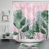 Modern Artistic Pink Marble Abstract Art Tropical Banana Leaf Shower Curtain 