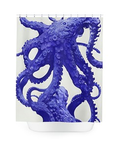 Modern Bathroom Dcor with Outer Space Purple Octopus Shower Curtain Print