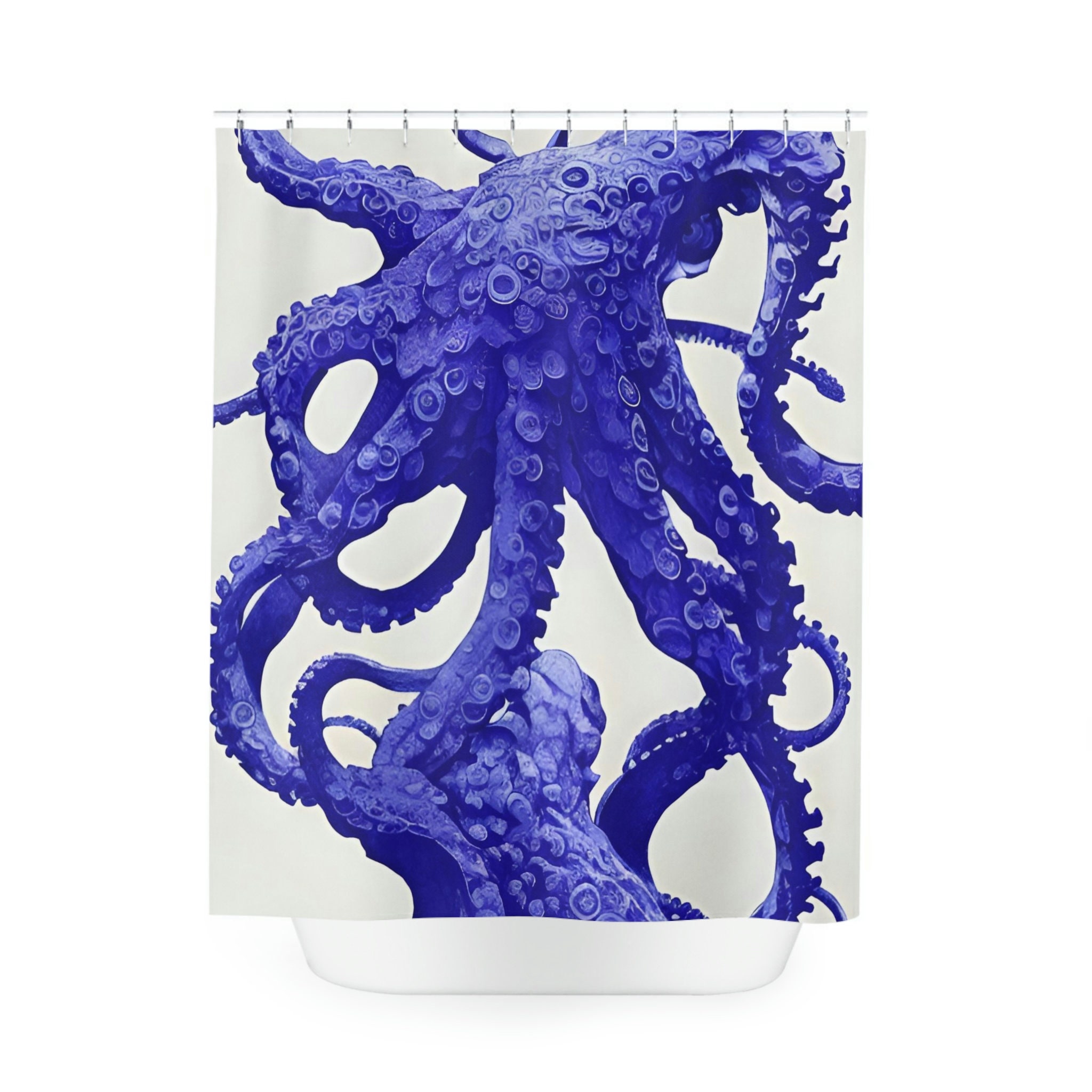 Modern Bathroom Dcor with Outer Space Purple Octopus Shower Curtain Print