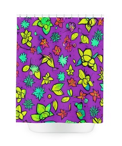 Modern Bathroom Decor Botanical Shower Curtain, Abstract Art with Succulent AI Art Print