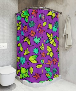 Modern Bathroom Decor Botanical Shower Curtain, Abstract Art with Succulent AI Art Print