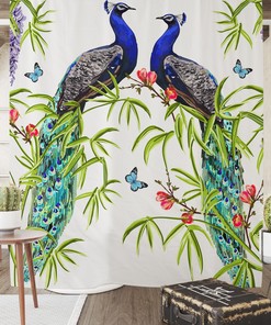Modern Bathroom Decor Elegant Peacocks Shower Curtain