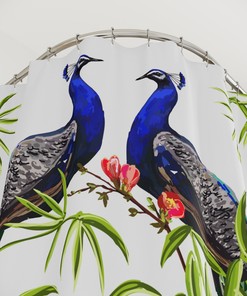 Modern Bathroom Decor Elegant Peacocks Shower Curtain