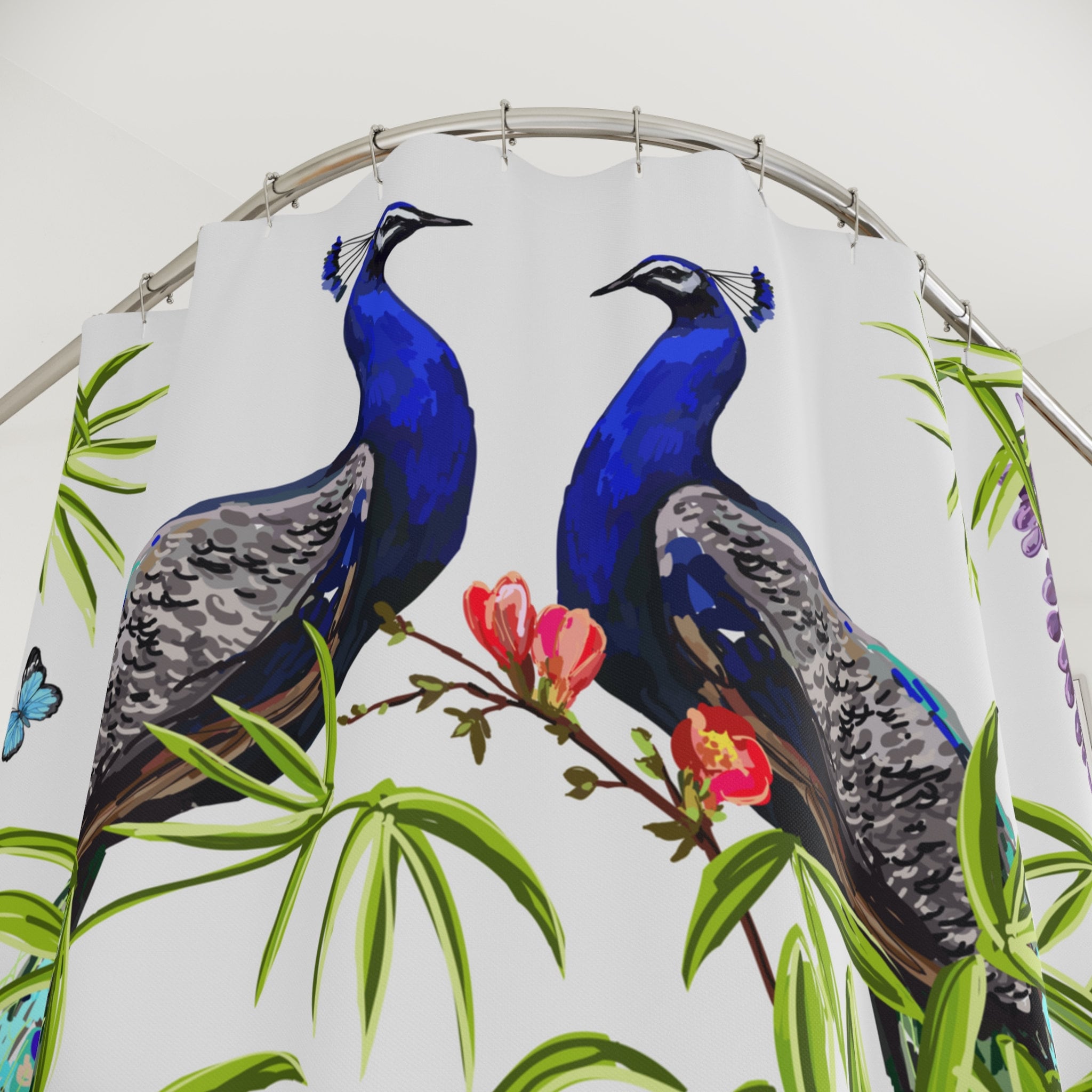 Modern Bathroom Decor Elegant Peacocks Shower Curtain