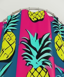Modern Bathroom Decor With Hawaiian Pineapple Design Shower Curtain