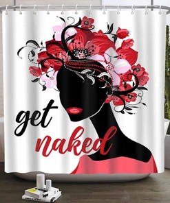 Modern Black Women Shower Curtain - African American Bathroom Decor