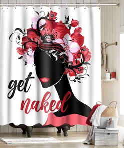 Modern Black Women Shower Curtain - African American Bathroom Decor
