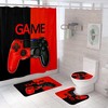 Modern Black and Red Gamepad Shower Curtains Ideas, Waterproof Fabric