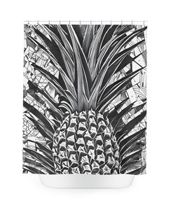 Modern Black and White Hawaiian Pineapple Shower Curtain