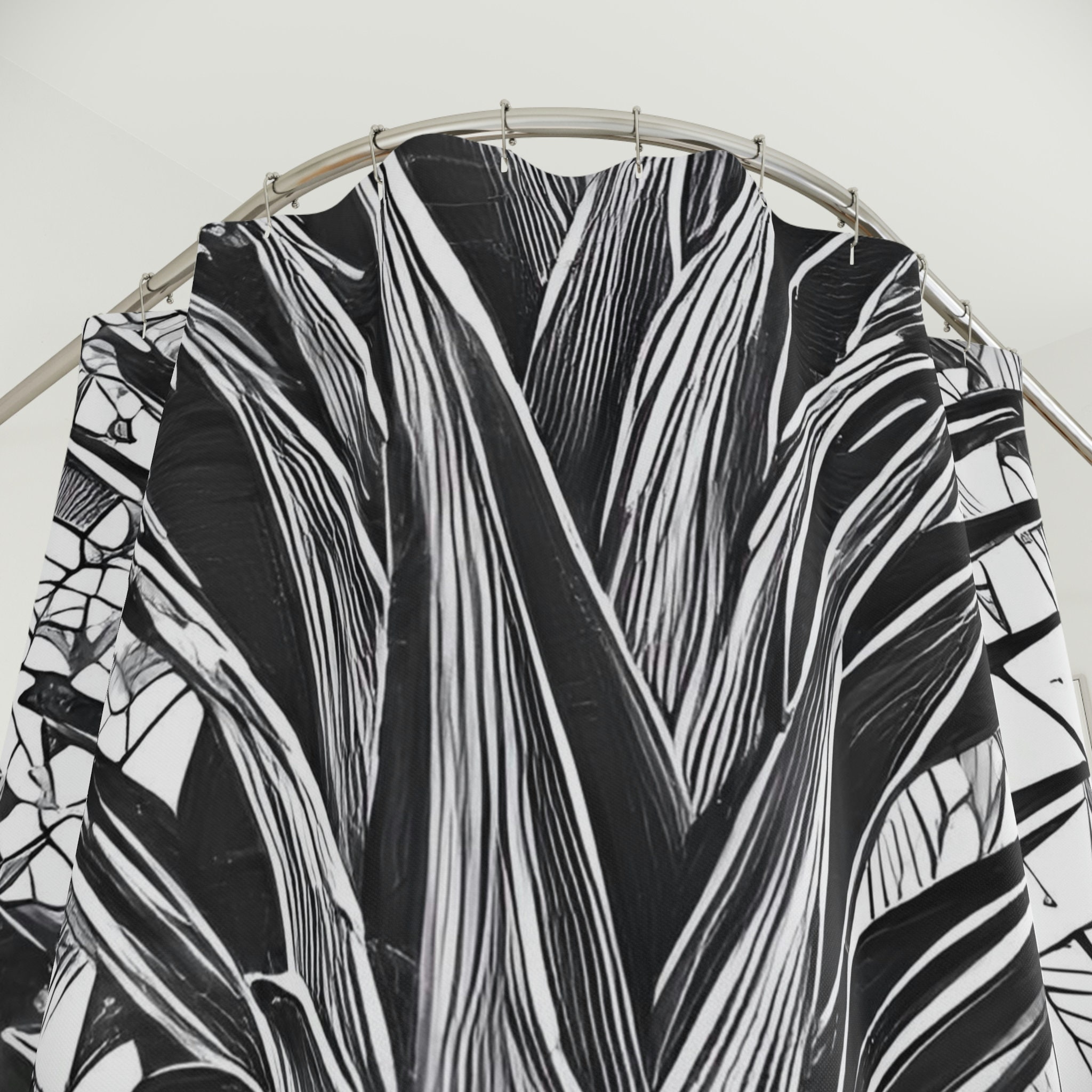 Modern Black and White Hawaiian Pineapple Shower Curtain
