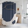 Modern Blue And Gold Abstract Pattern Shower Curtain Or Mat For Bathroom Decor
