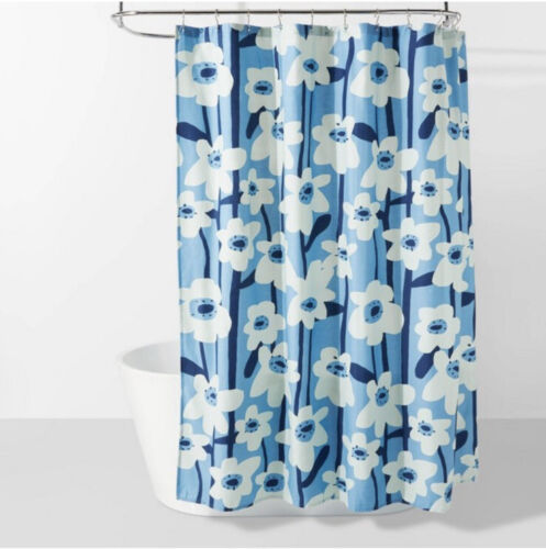 Modern Blue Floral Room Essentials Shower Curtain for Home
