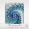 Modern Blue Geometric Design Shower Curtain With White And Blue Spiral Pattern