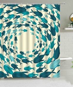 Modern Blue Shark In Ocean Shower Curtain, Fish Underwater World Beach Bathroom, Kids Children Decor, Housewarming Gift