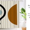 Modern Bohemian Shower Curtain With Organic Geometric Shapes For Minimalist Bathroom Decor