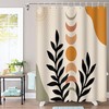 Modern Bohemian Shower Curtain with Eucalyptus Leaves and Moon Phase Design for Bathroom Decor