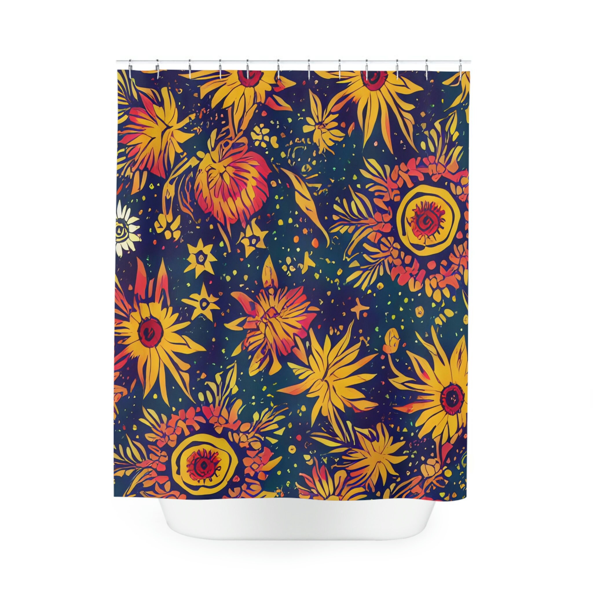 Modern Boho Art Print Abstract Flower Shower Curtain For Bathroom Decor - Image 2