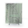 Modern Boho Green And Gray Shower Curtain With Bold Abstract Print, Unique Housewarming Gift For Bathroom Decor