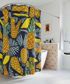 Modern Botanical Fruit Pineapple Shower Curtain