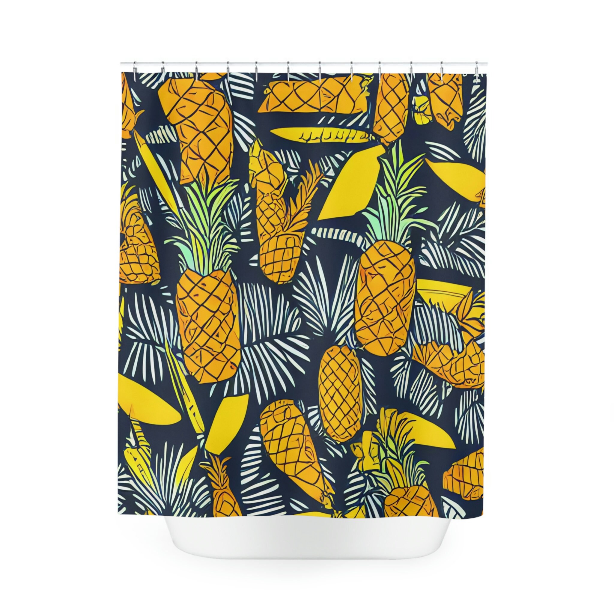 Modern Botanical Fruit Pineapple Shower Curtain
