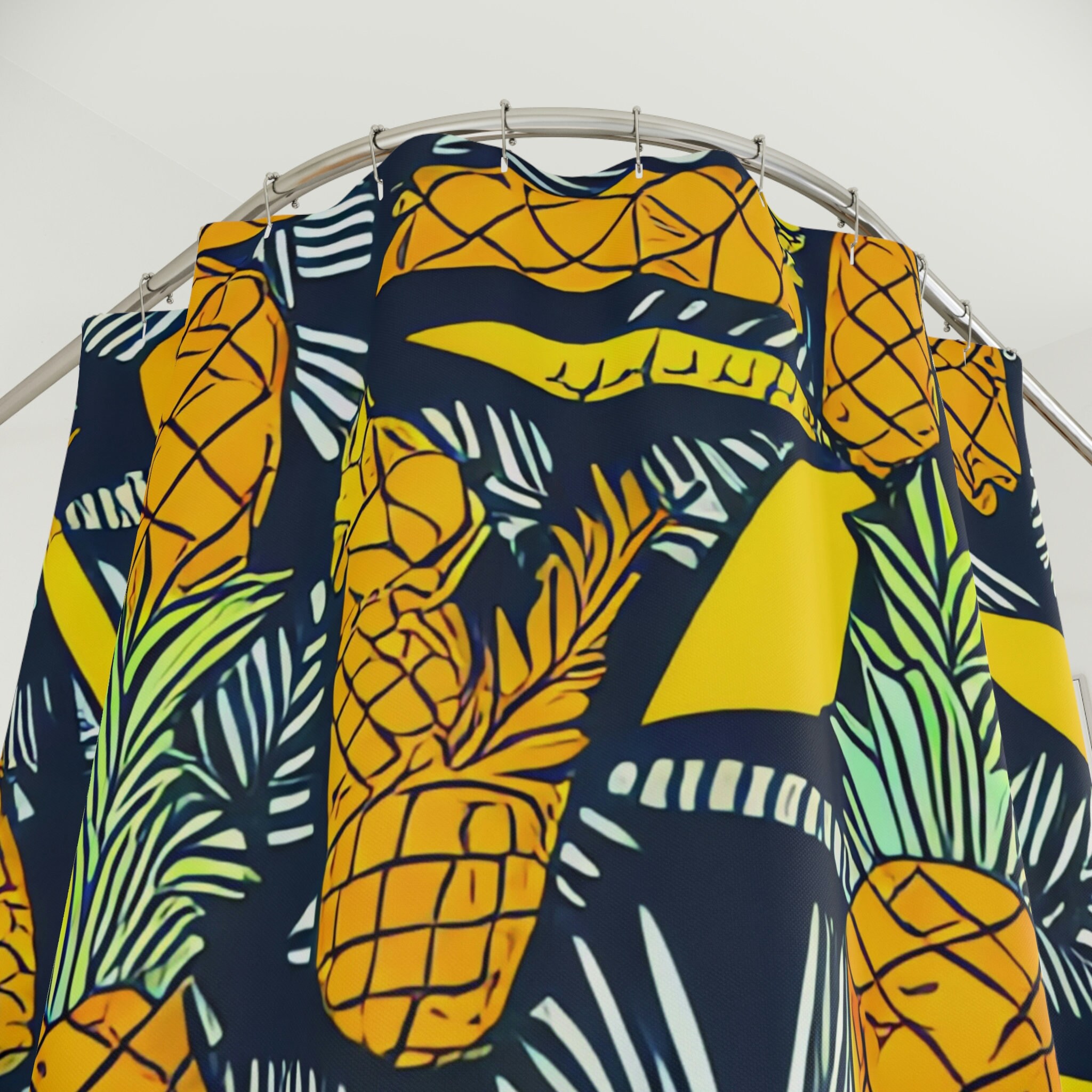 Modern Botanical Fruit Pineapple Shower Curtain