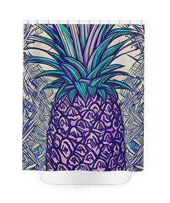 Modern Botanical Print Pineapple Shower Curtain