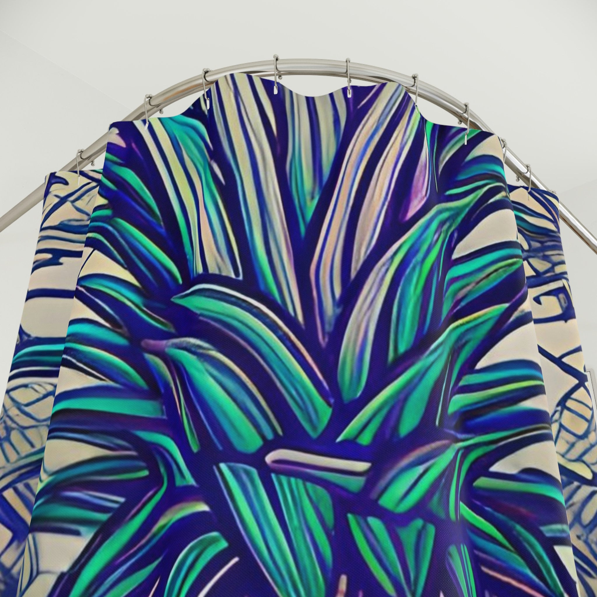Modern Botanical Print Pineapple Shower Curtain