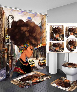 Modern City African American Shower Curtain
