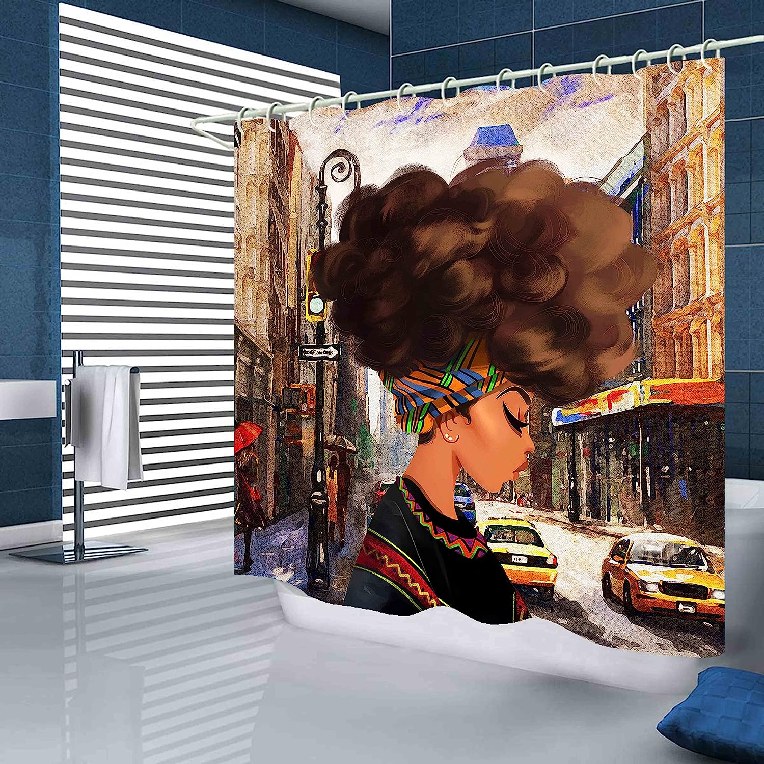 Modern City African American Shower Curtain - Image 2
