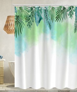Modern Colorful Leaves Print Shower Curtain For Bathroom Decor, Waterproof And Washable