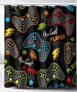 Modern Cool Gamepad Game Controller Shower Curtain - Teens Boys Girls Bathroom Decor