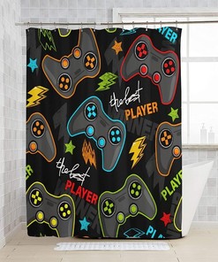 Modern Cool Gamepad Game Controller Shower Curtain - Teens Boys Girls Bathroom Decor