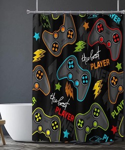 Modern Cool Gamepad Game Controller Shower Curtain - Teens Boys Girls Bathroom Decor