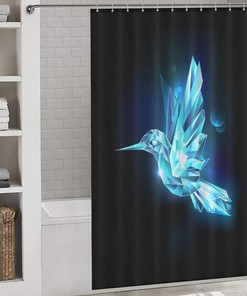 Modern Crystal Hummingbird Shower Curtain - Water Resistant Hotel Quality Curtain With Flying Bird Design