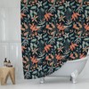 Modern Dark Floral Print Fabric Shower Curtain - Elegant Bathroom Decor