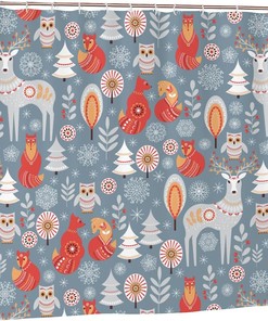 Modern Deer Snowflake Shower Curtain For Bathroom Decor 