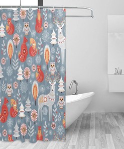 Modern Deer Snowflake Shower Curtain For Bathroom Decor