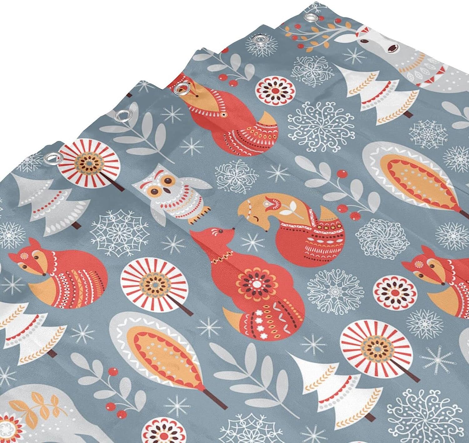 Modern Deer Snowflake Shower Curtain For Bathroom Decor