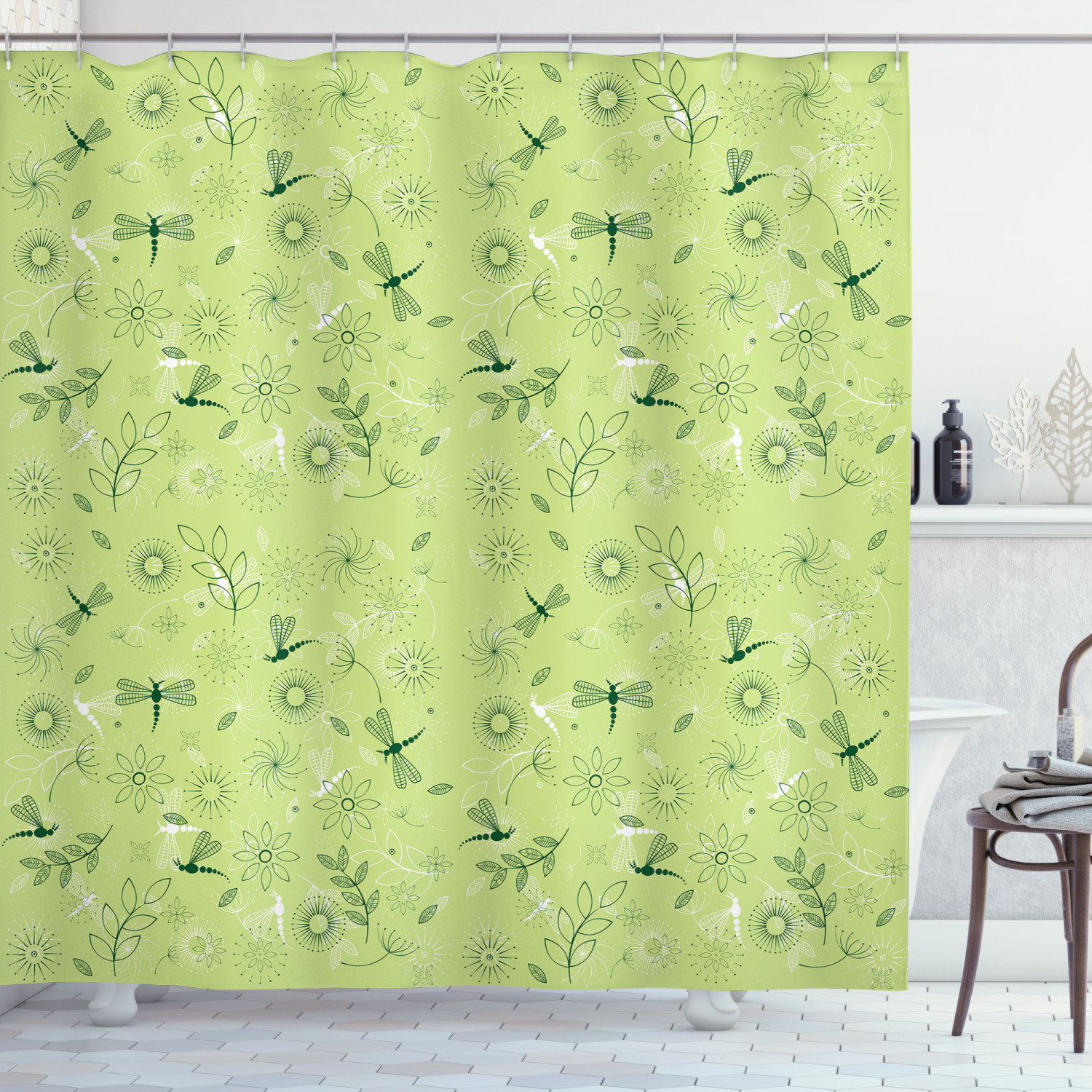 Modern Design Dragonfly Shower Curtain For Bathroom - Image 3