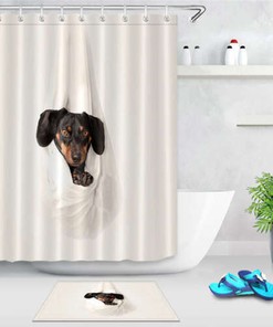 Modern Dog Head Gray Waterproof Bathroom Shower Curtain For A Sleek Look