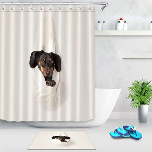 Modern Dog Head Gray Waterproof Bathroom Shower Curtain For A Sleek Look