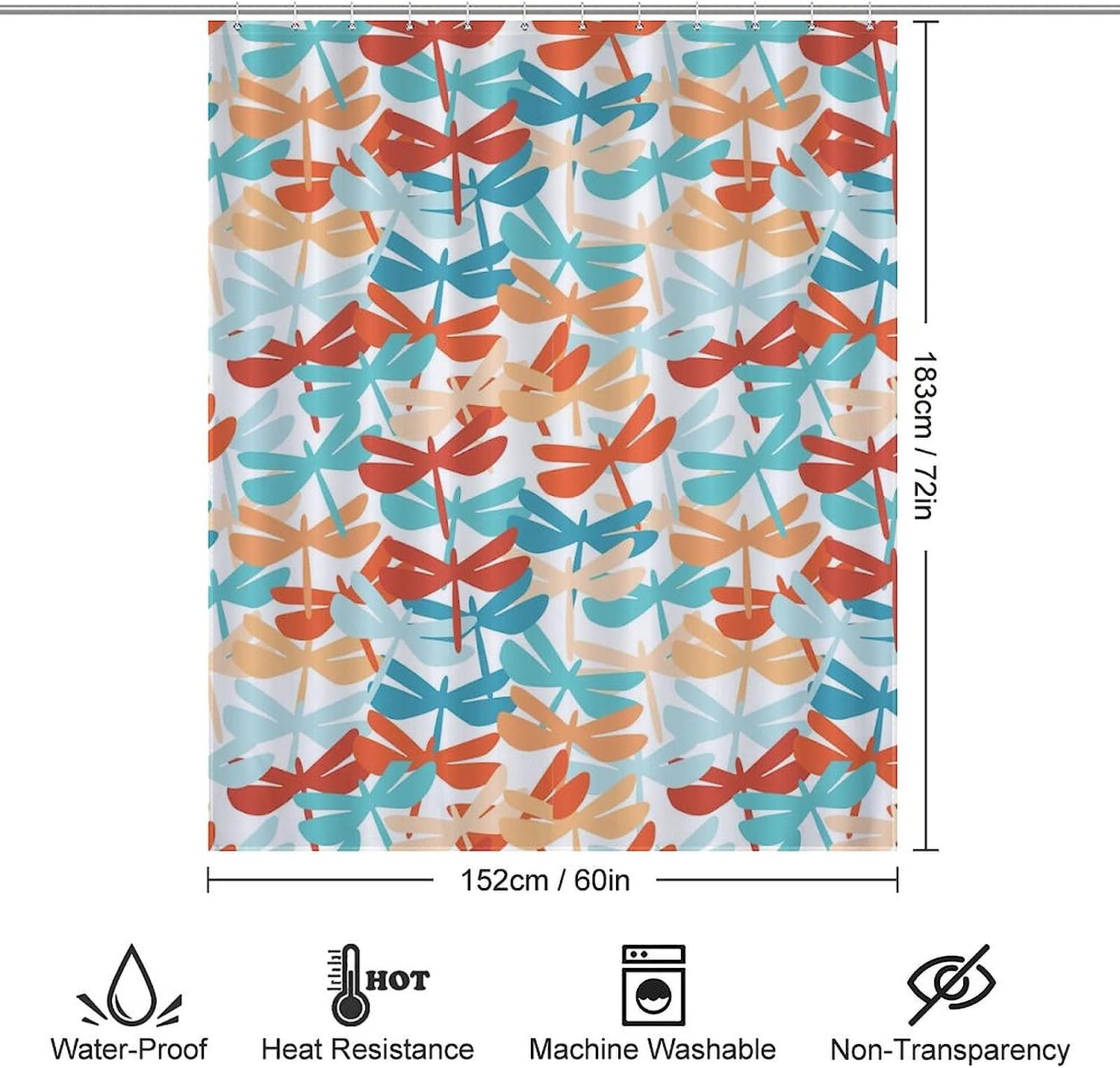 Modern Dragonfly Shower Curtain For Bathroom Showers And Bathtubs - Image 2