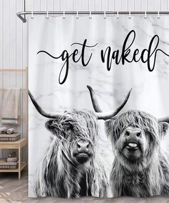 Modern Durable Waterproof Fabric Farmhouse Bull Western Cow Shower Curtain For Cow Bathroom Accessories Decor