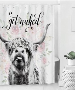 Modern Durable Waterproof Fabric Farmhouse Bull Western Cow Shower Curtain For Cow Bathroom Accessories Decor