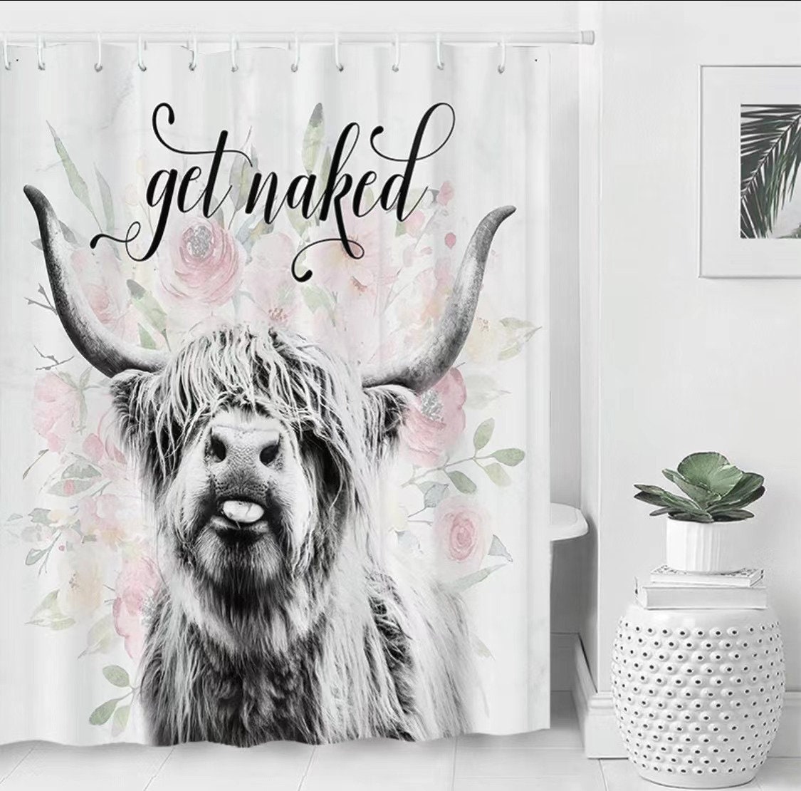 Modern Durable Waterproof Fabric Farmhouse Bull Western Cow Shower Curtain For Cow Bathroom Accessories Decor